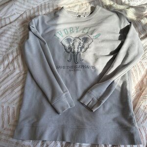 Ivory Ella Light Gray Crewneck Sweatshirt with Subtle Logo Trim